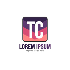 Initial TC logo template with modern frame. Minimalist TC letter logo vector illustration