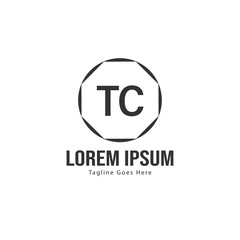 Initial TC logo template with modern frame. Minimalist TC letter logo vector illustration