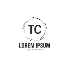Initial TC logo template with modern frame. Minimalist TC letter logo vector illustration