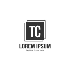 Initial TC logo template with modern frame. Minimalist TC letter logo vector illustration