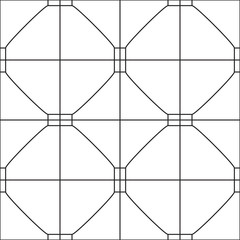 Geometric art deco black linear ornament. Seamless vector pattern