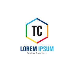 Initial TC logo template with modern frame. Minimalist TC letter logo vector illustration