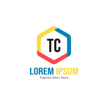 Initial TC logo template with modern frame. Minimalist TC letter logo vector illustration