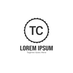 Initial TC logo template with modern frame. Minimalist TC letter logo vector illustration