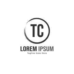 Initial TC logo template with modern frame. Minimalist TC letter logo vector illustration