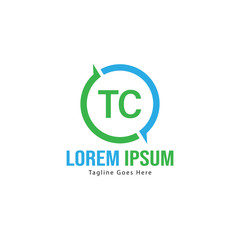Initial TC logo template with modern frame. Minimalist TC letter logo vector illustration