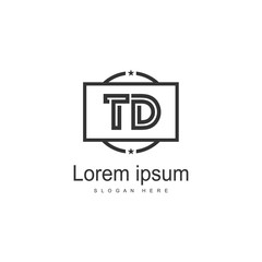 Initial TD logo template with modern frame. Minimalist TD letter logo vector illustration