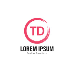 Initial TD logo template with modern frame. Minimalist TD letter logo vector illustration