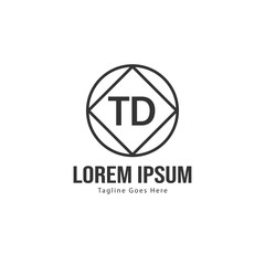 Initial TD logo template with modern frame. Minimalist TD letter logo vector illustration