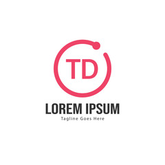 Initial TD logo template with modern frame. Minimalist TD letter logo vector illustration