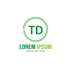 Initial TD logo template with modern frame. Minimalist TD letter logo vector illustration