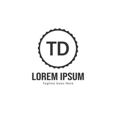 Initial TD logo template with modern frame. Minimalist TD letter logo vector illustration