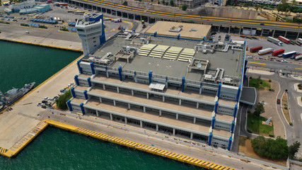 Aerial photo from famous port of Piraeus, Attica, Greece