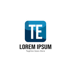 Initial TE logo template with modern frame. Minimalist TE letter logo vector illustration