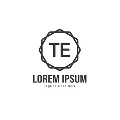 Initial TE logo template with modern frame. Minimalist TE letter logo vector illustration