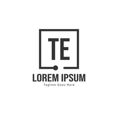 Initial TE logo template with modern frame. Minimalist TE letter logo vector illustration