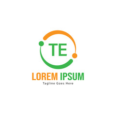 Initial TE logo template with modern frame. Minimalist TE letter logo vector illustration