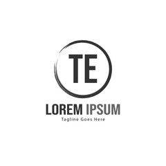 Initial TE logo template with modern frame. Minimalist TE letter logo vector illustration