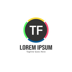 Initial TF logo template with modern frame. Minimalist TF letter logo vector illustration