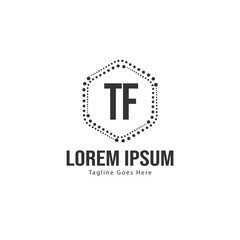 Initial TF logo template with modern frame. Minimalist TF letter logo vector illustration