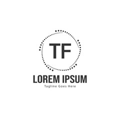 Initial TF logo template with modern frame. Minimalist TF letter logo vector illustration