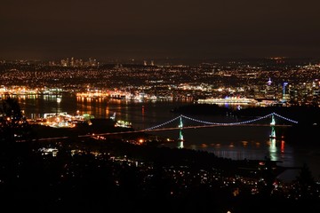 Fototapeta na wymiar A night view of Vancouver . Cypress viewpoint BC Canada