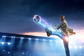 Black man plays his best soccer match