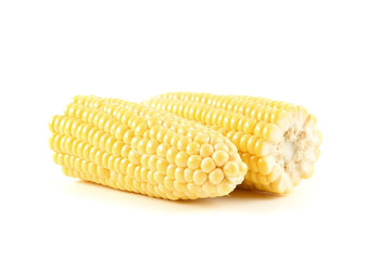 Ripe corn isolated on white background