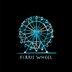 Ferris wheel at night, sketch for your design