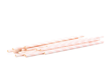 Paper straws on white background