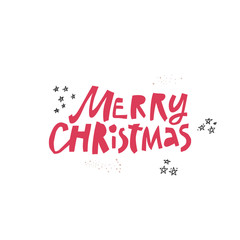 Merry Christmas wish quote hand drawn lettering