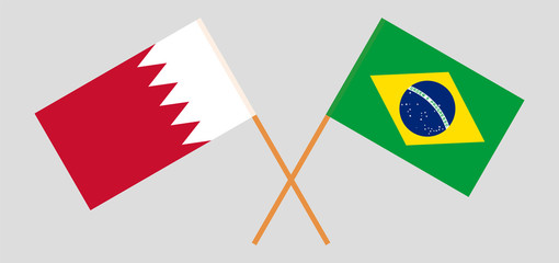 Bahrain and Brazil. Crossed Bahraini and Brazilian flags