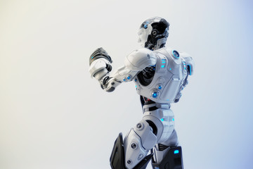 Robot boxer in rack stand, 3d rendering