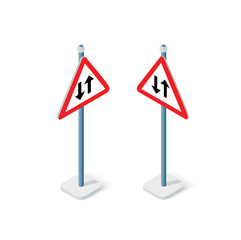 Road signs isometric set street object