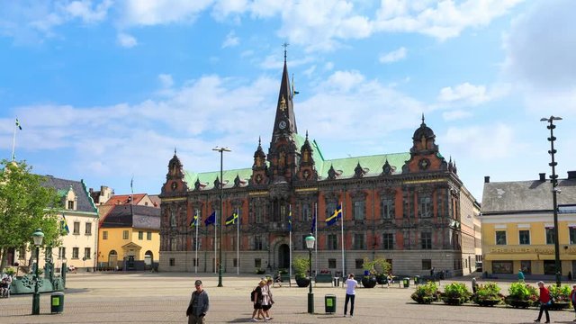 City Hall of Malmo city, Sweden, time lapse