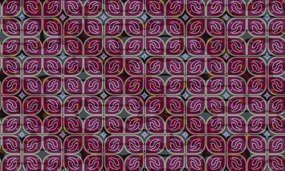 Indonesian Batik Motif Diagonal and Abstract Repeating Pattern in Red, Black and White