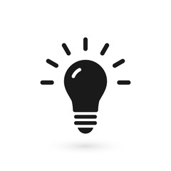 Light bulb glowing icon. Isolated electric lamp on white background. Vector illustration, flat design