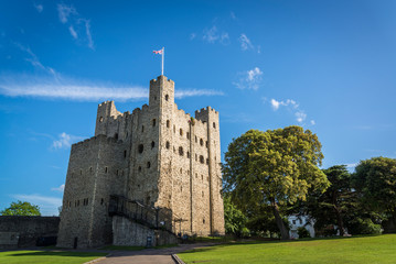 Obraz premium Rochester Castle - the 12th-century keep or stone tower is one of the best preserved in England, Rochester, Kent, England, UK