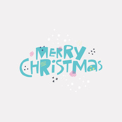 Merry Christmas wish quote hand drawn lettering