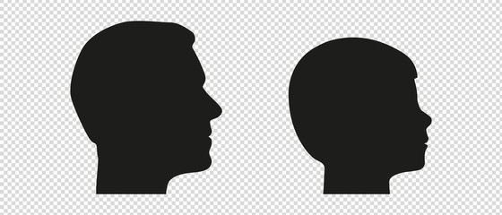 Head Silhouette From Father And Son - Man And Boy Vector Edition - Isolated On Transparent Background