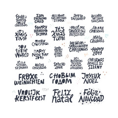 Fototapeta premium Christmas greetings hand drawn black lettering set