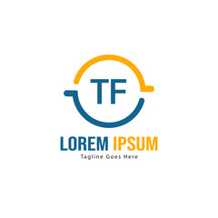 Initial TF logo template with modern frame. Minimalist TF letter logo vector illustration