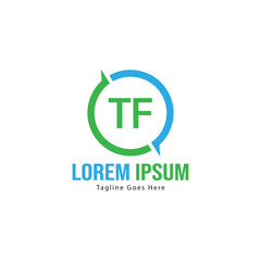 Initial TF logo template with modern frame. Minimalist TF letter logo vector illustration
