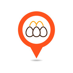 Chicken eggs vector pin map icon