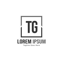 Initial TG logo template with modern frame. Minimalist TG letter logo vector illustration