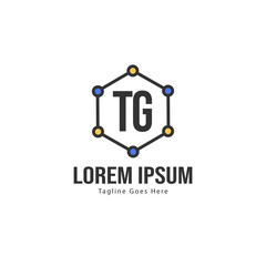 Initial TG logo template with modern frame. Minimalist TG letter logo vector illustration