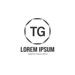Initial TG logo template with modern frame. Minimalist TG letter logo vector illustration