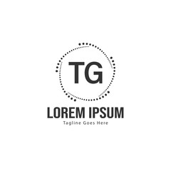 Initial TG logo template with modern frame. Minimalist TG letter logo vector illustration