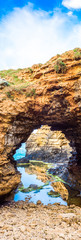 Limestone cliffs at the Grotto, near Port Campbell, Great Ocean Road, Victoria, Australia. Vertical.
