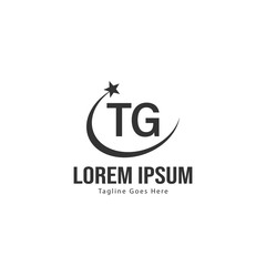 Initial TG logo template with modern frame. Minimalist TG letter logo vector illustration